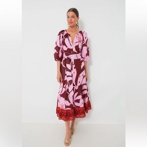 Tuckernuck Pink and Brown Midi Dress
